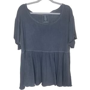 We The Free Odyseey Black Peplum Tee Size L